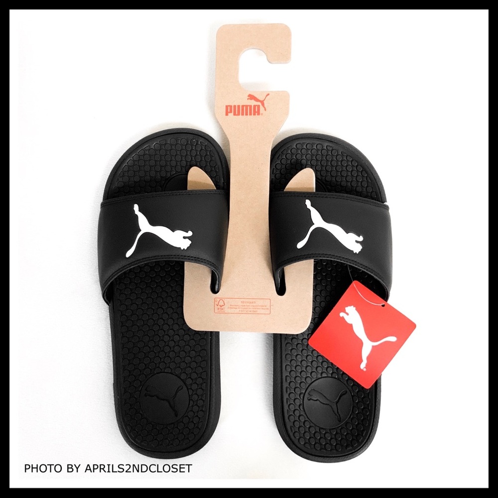PUMA BLACK SLIP ON SPORT SLIDES ACTIVE SANDALS A3C - Picture 4 of 8